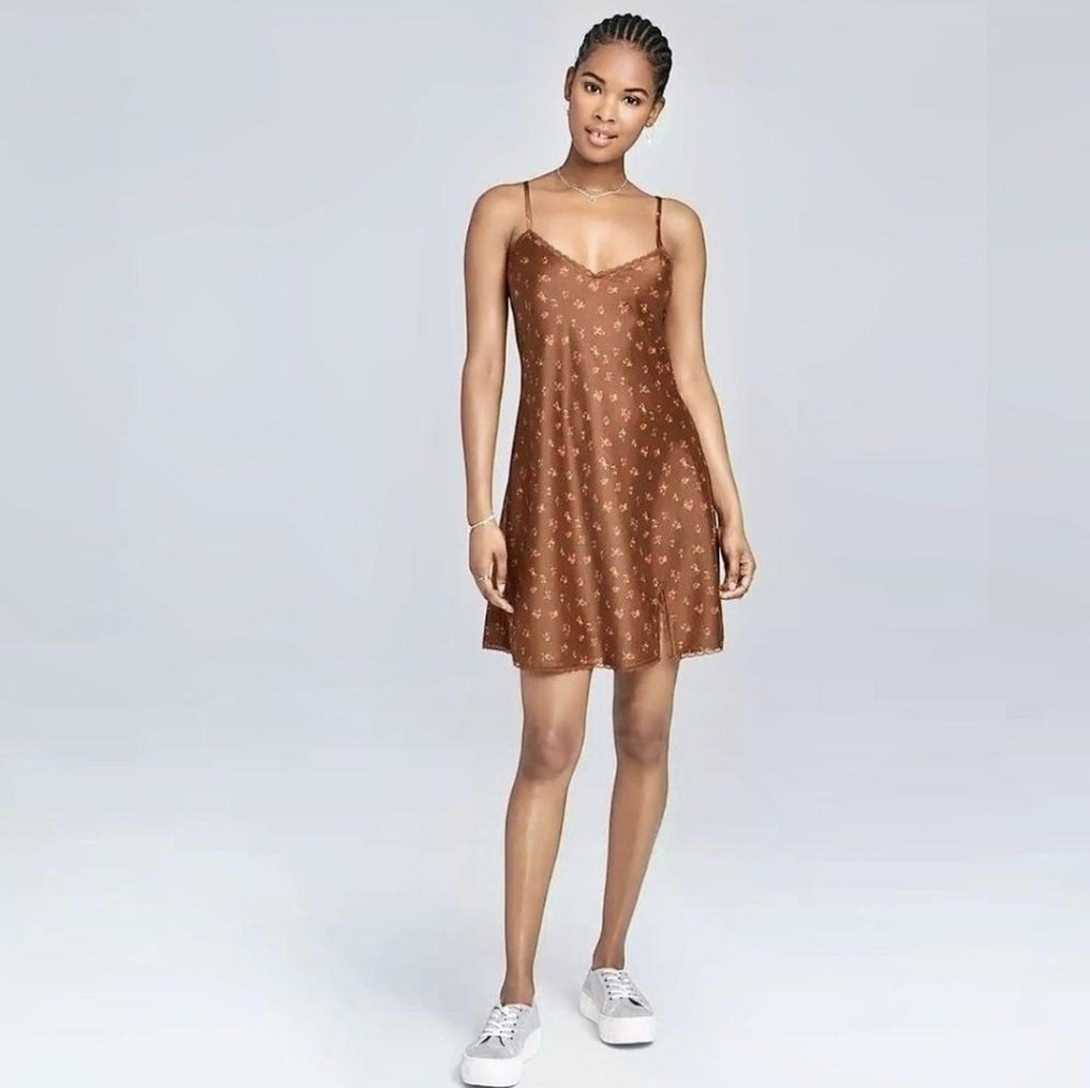 Cherry Detail Slip Dress with Slit - Picture 5 of 7